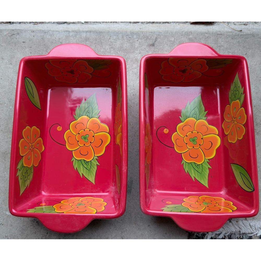 Temptations Ovenware Set of 2‎ Poppy Passion 1.5 Qt Baking Dishes